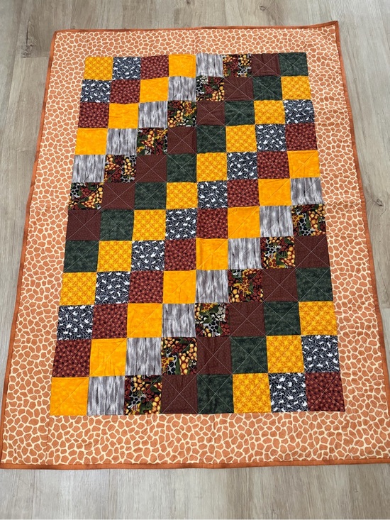 Other - Handmade Patchwork Quilt Giraffe Print Blanket 38” x 52”
